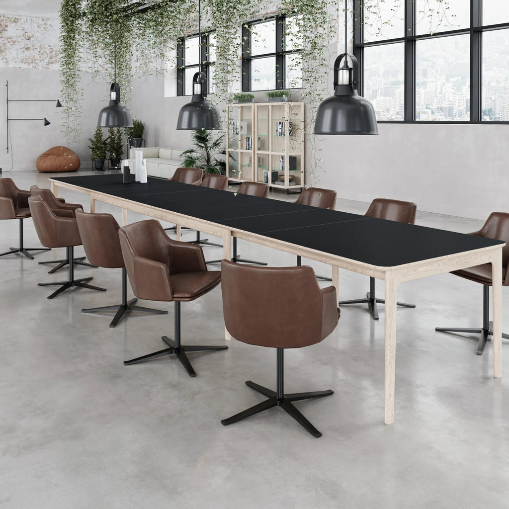 Skovby #27 Extendable Dining Table in Oak White Oil with Black Top - Skovby | Milola