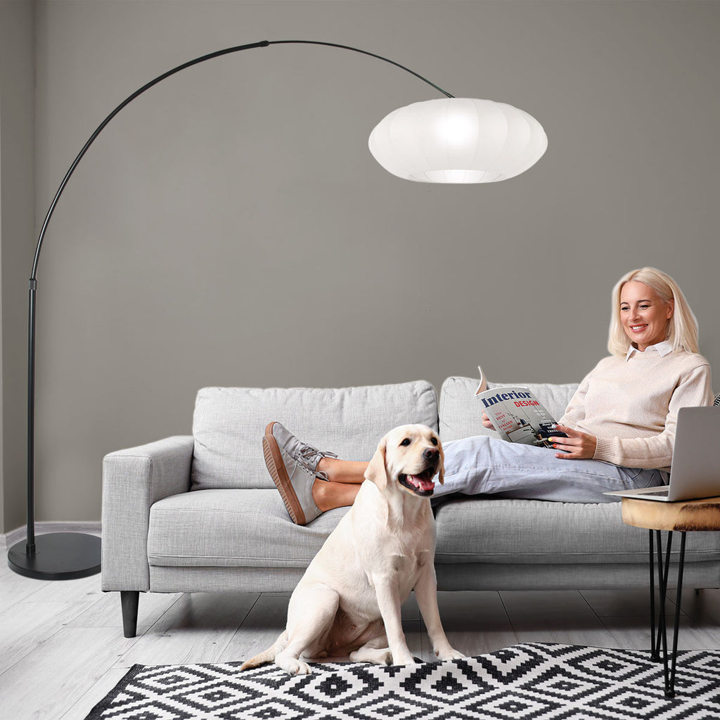 SPARKLED LIGHT Arch Floor Lamp with Fabric Shade