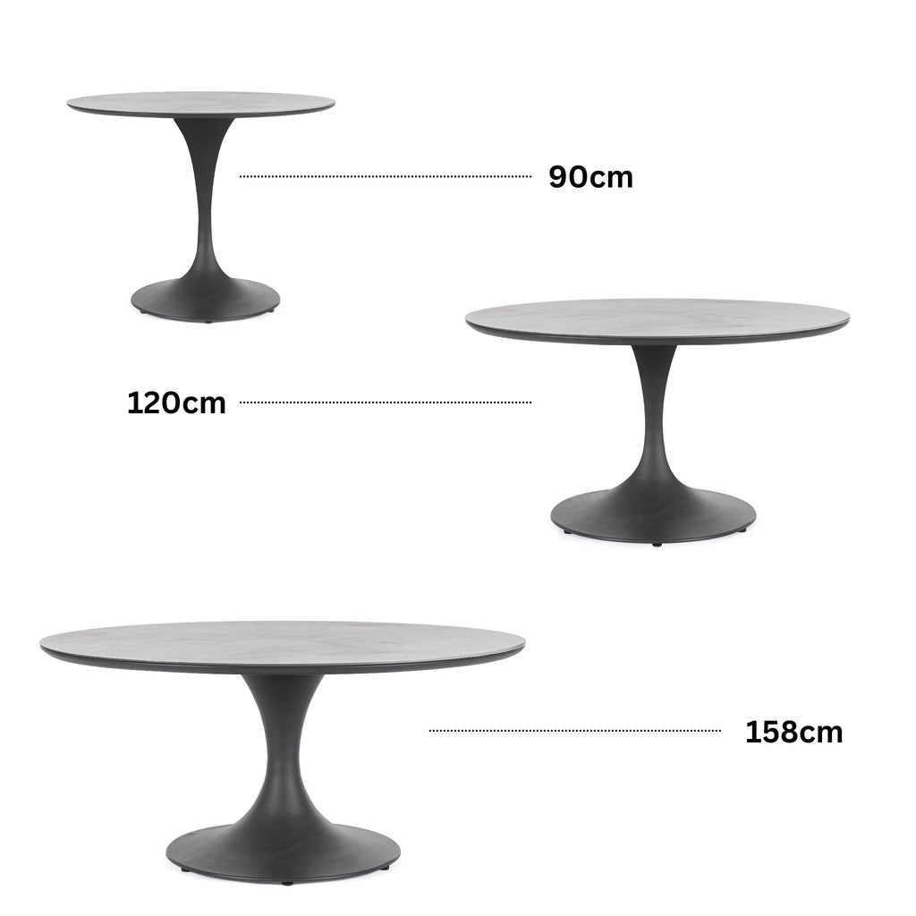 ARNOLD Round Sintered Stone Outdoor Dining Table in Anthracite - Bizzotto | Milola