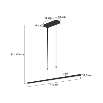 BANDE Hanging Height Adjustable Strip Light Dimensions - Steinhauer | Milola