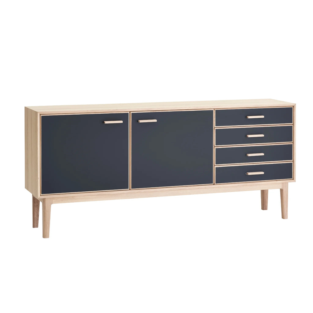 CASØ 700 Oak Sideboard in White Oiled Oak with Black Nano Laminate - CASØ | MIlola