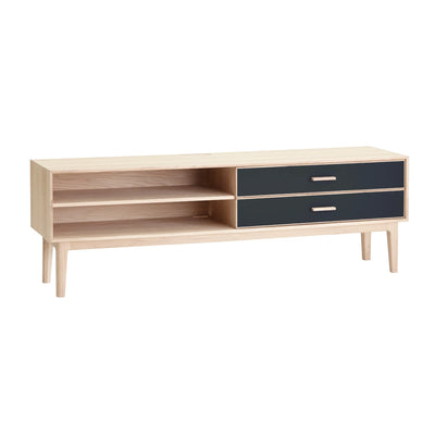 CASØ 700 TV Stand in White Oiled Oak/Black Nano Laminate with Legs - CASØ | Milola