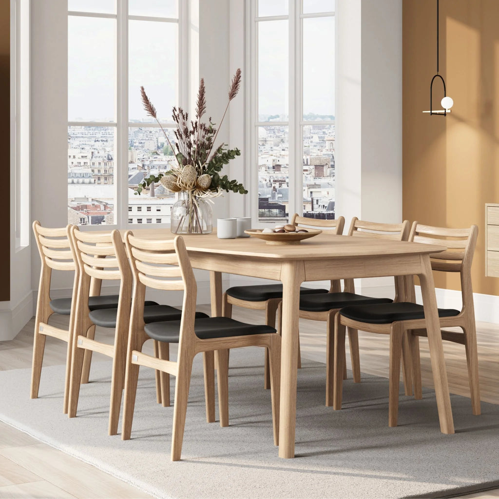 CASØ ANNE Dining Chair in White Oiled Oak with Black Leather - CASØ | Milola