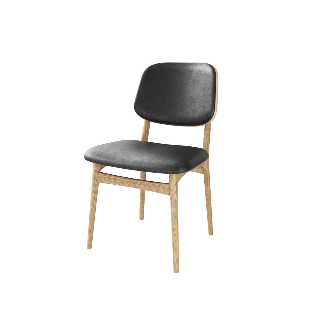 CASØ CARL Dining Chair in White Oiled oak with Black Leather - CASØ | Milola