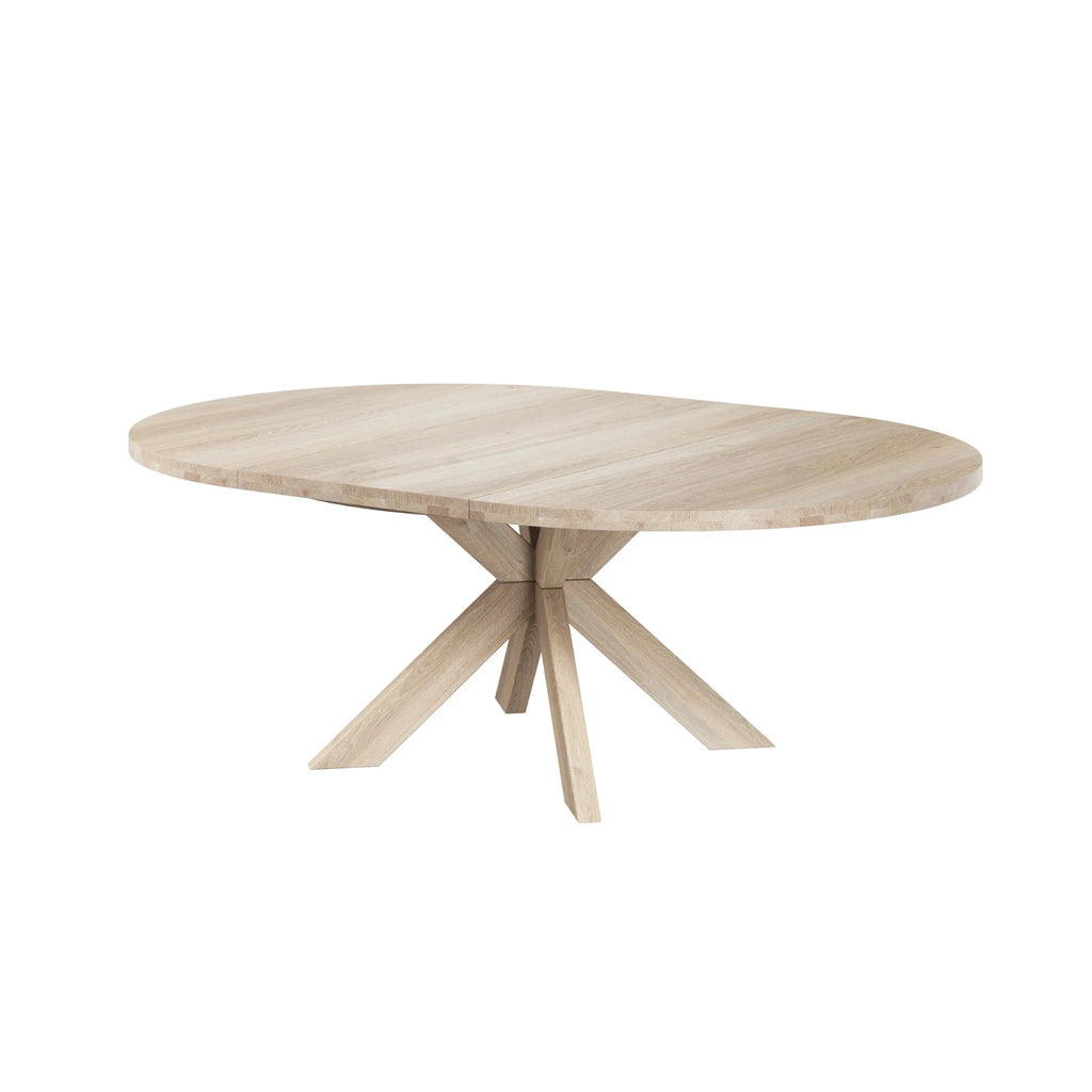 Caso Gro Solid Wood Extendable Round Dining Table in White oak - Caso | Milola