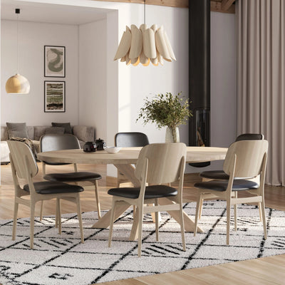 Caso Gro Solid Wood Extendable Round Dining Table in White oak - Caso | Milola