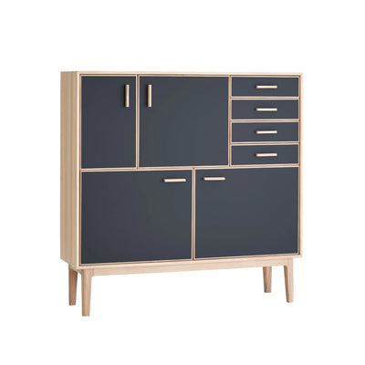 CASØ 700 Oak Highboard in White Oiled Oak with Black Nano Laminate - CASØ | Milola