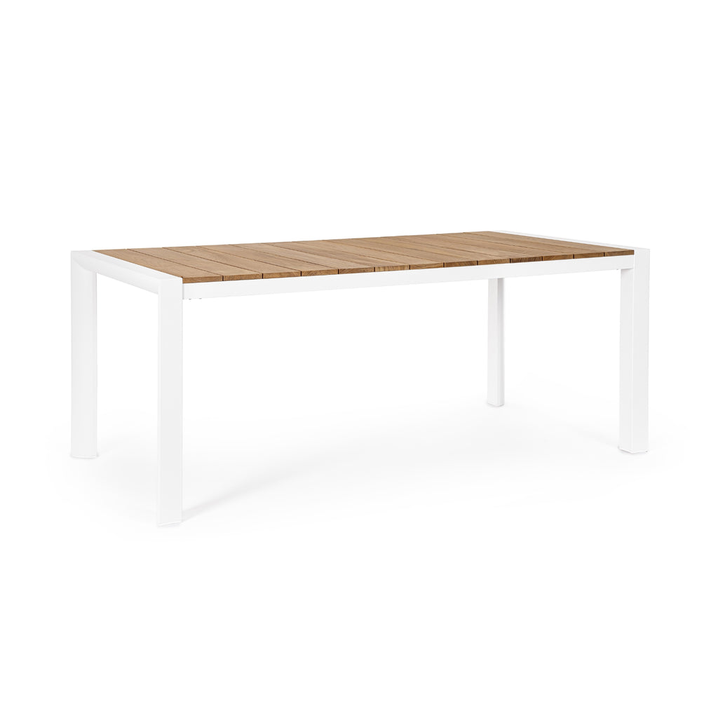 CAMERON Teak Outdoor Dining Table in White - Bizzotto | Milola