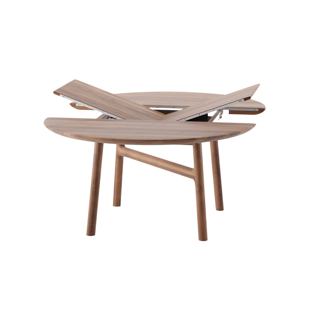 DASH Round Extendable Dining Table in American Walnut Natural Soap - Artisan | Milola