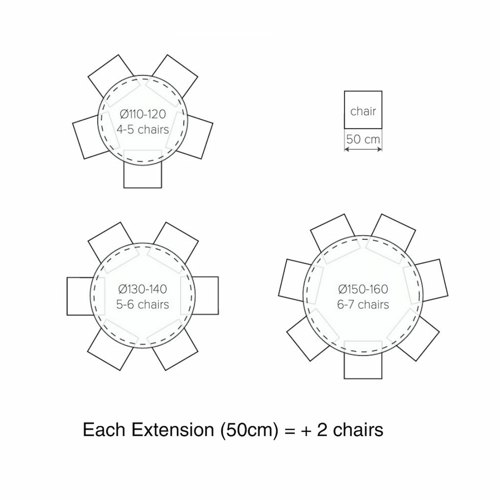 Table à manger ronde en bois massif SYDNEY - Extensible