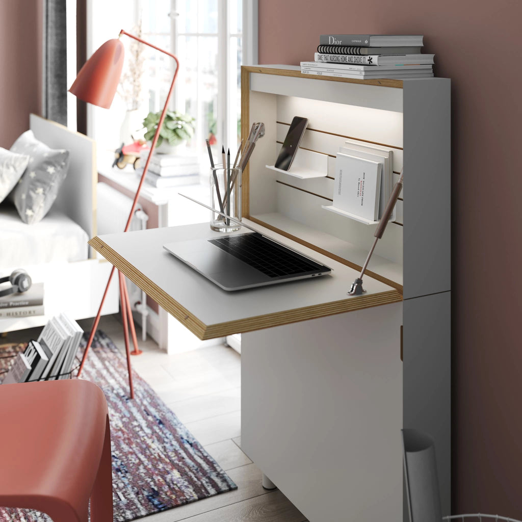 FLATMAT Desk - Foldable Desk in White - Minimalist Design - Müller Small Living | Milola