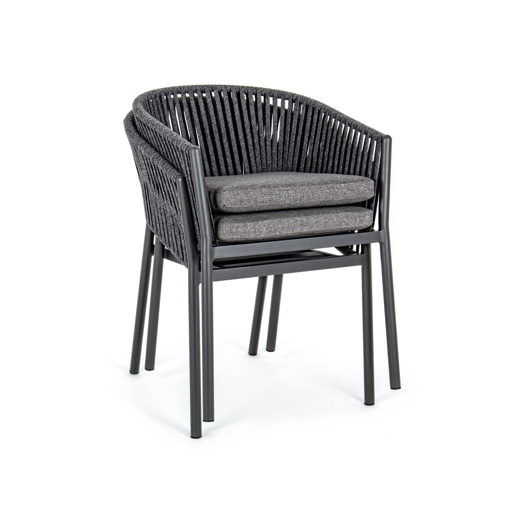 FLORENCIA Outdoor Dining Chair in Charcoal - Bizzotto | Milola