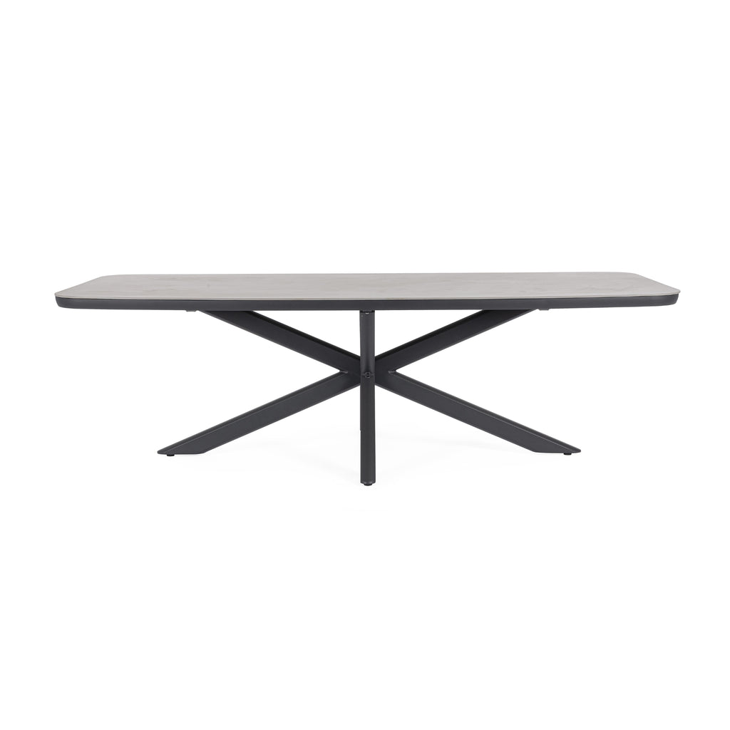 ISACCO Sintered Stone Outdoor Dining Table in Anthracite Aluminium - Bizzotto | Milola