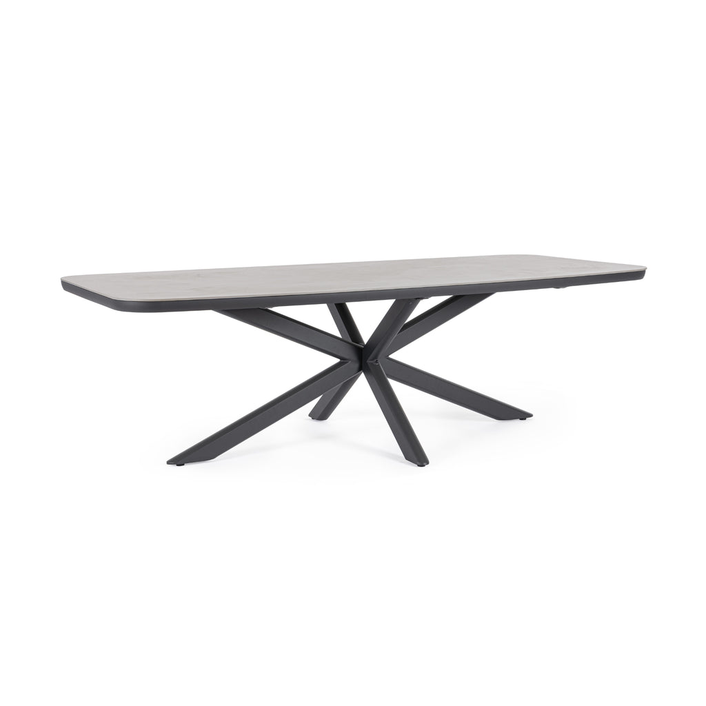 ISACCO Sintered Stone Outdoor Dining Table in Anthracite Aluminium - Bizzotto | Milola