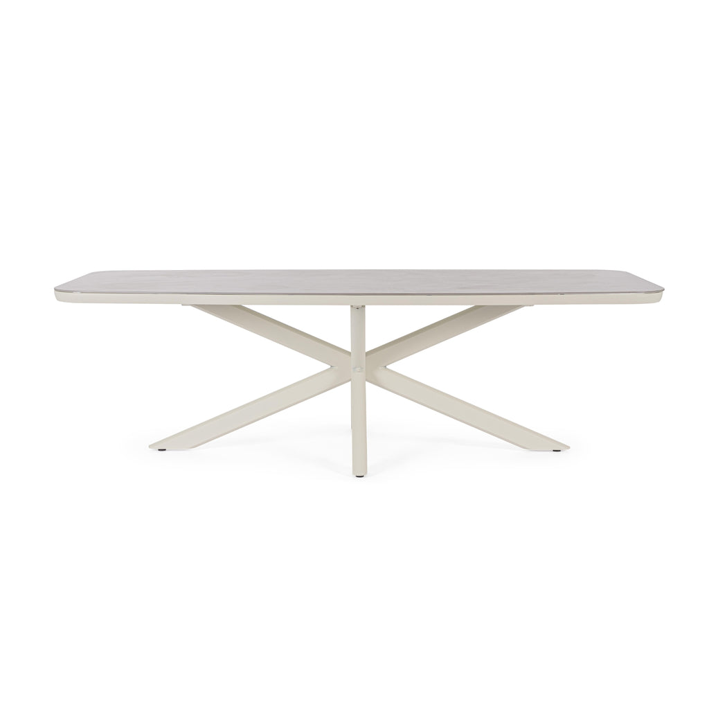 ISACCO Sintered Stone Outdoor Dining Table in Pelican Aluminium - Bizzotto | Milola