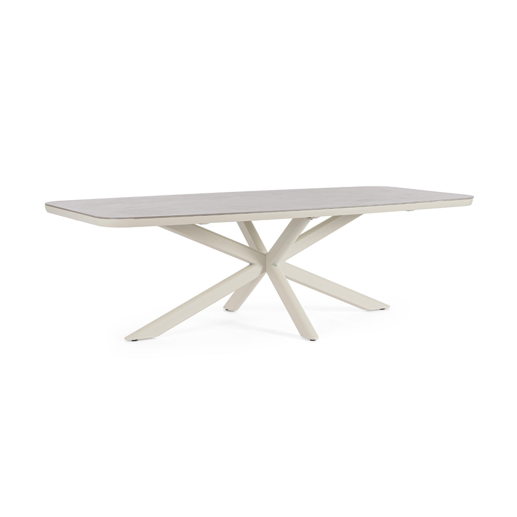 ISACCO Sintered Stone Outdoor Dining Table in Pelican Aluminium - Bizzotto | Milola