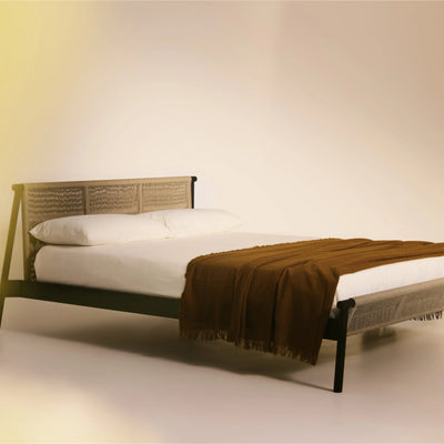 JACK-E INTRECCIO Bed with Woven Headboard - Bolzan | Milola