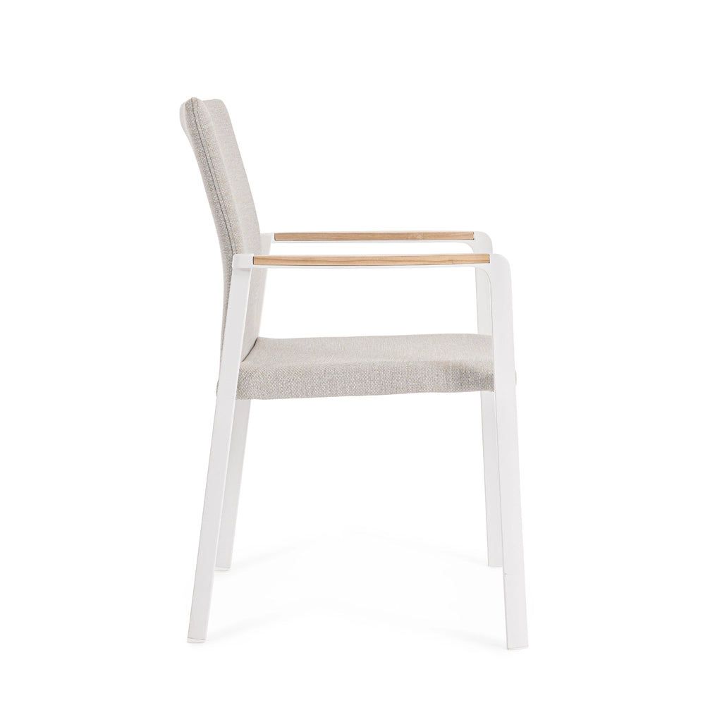 JALISCO Outdoor Dining Chair in White/Beige - Bizzotto | Milola