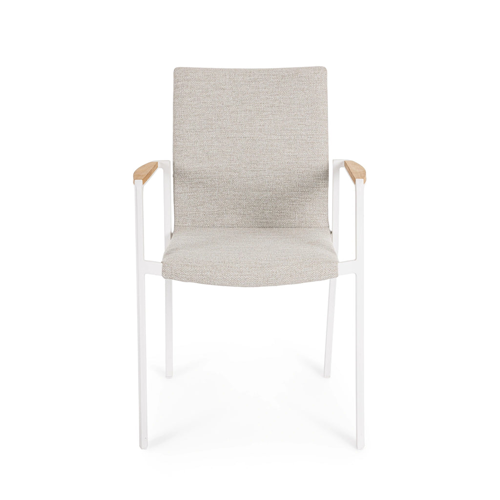 JALISCO Outdoor Dining Chair in White/Beige - Bizzotto | Milola