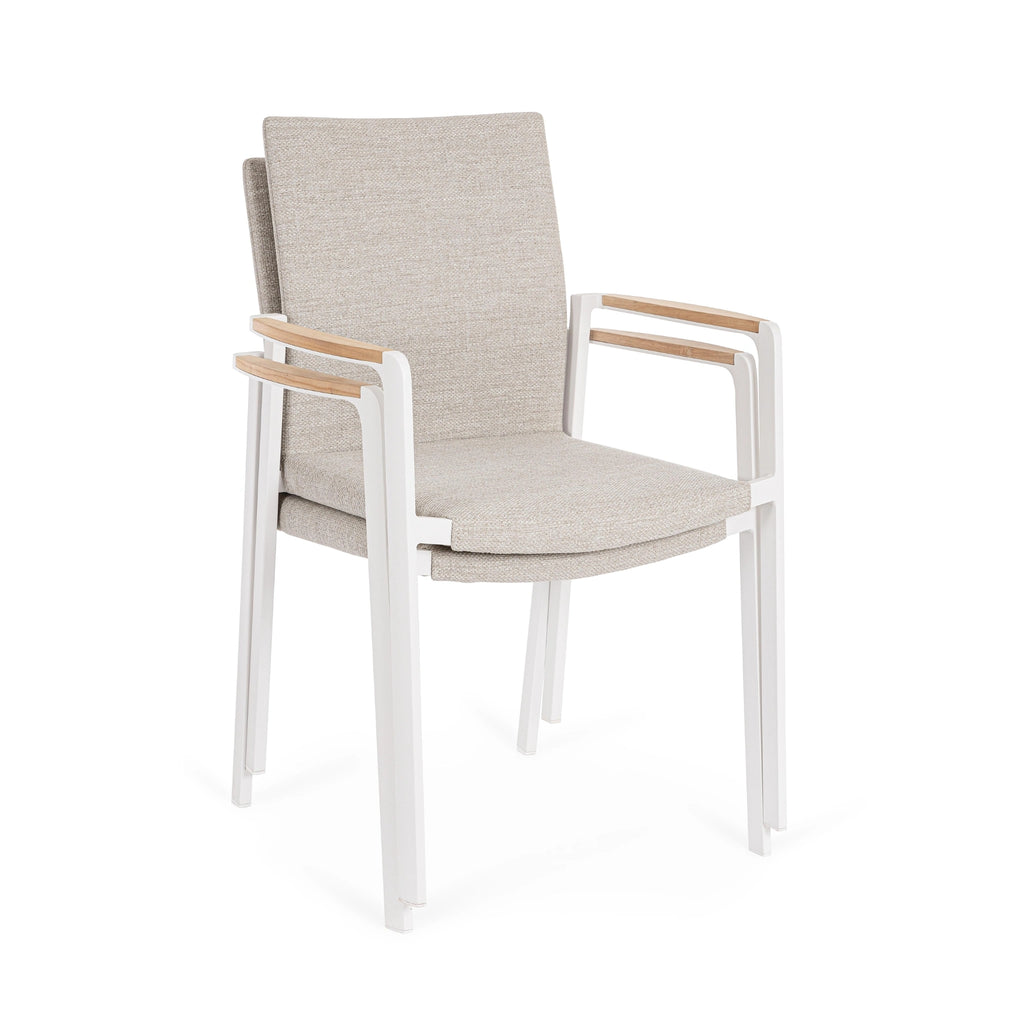 JALISCO Outdoor Dining Chair in White/Beige - Bizzotto | Milola