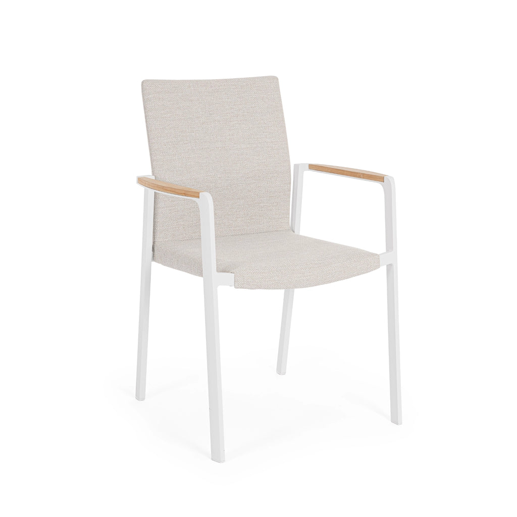 JALISCO Outdoor Dining Chair in White/Beige - Bizzotto | Milola