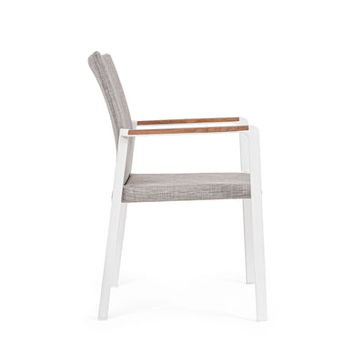 JALISCO Outdoor Dining Chair in White/Grey - Bizzotto | Milola