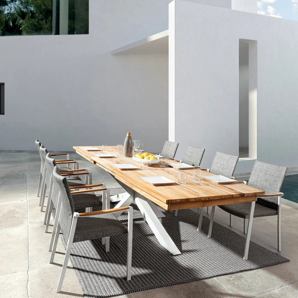 JALISCO Outdoor Dining Chair in White/Grey - Bizzotto | Milola