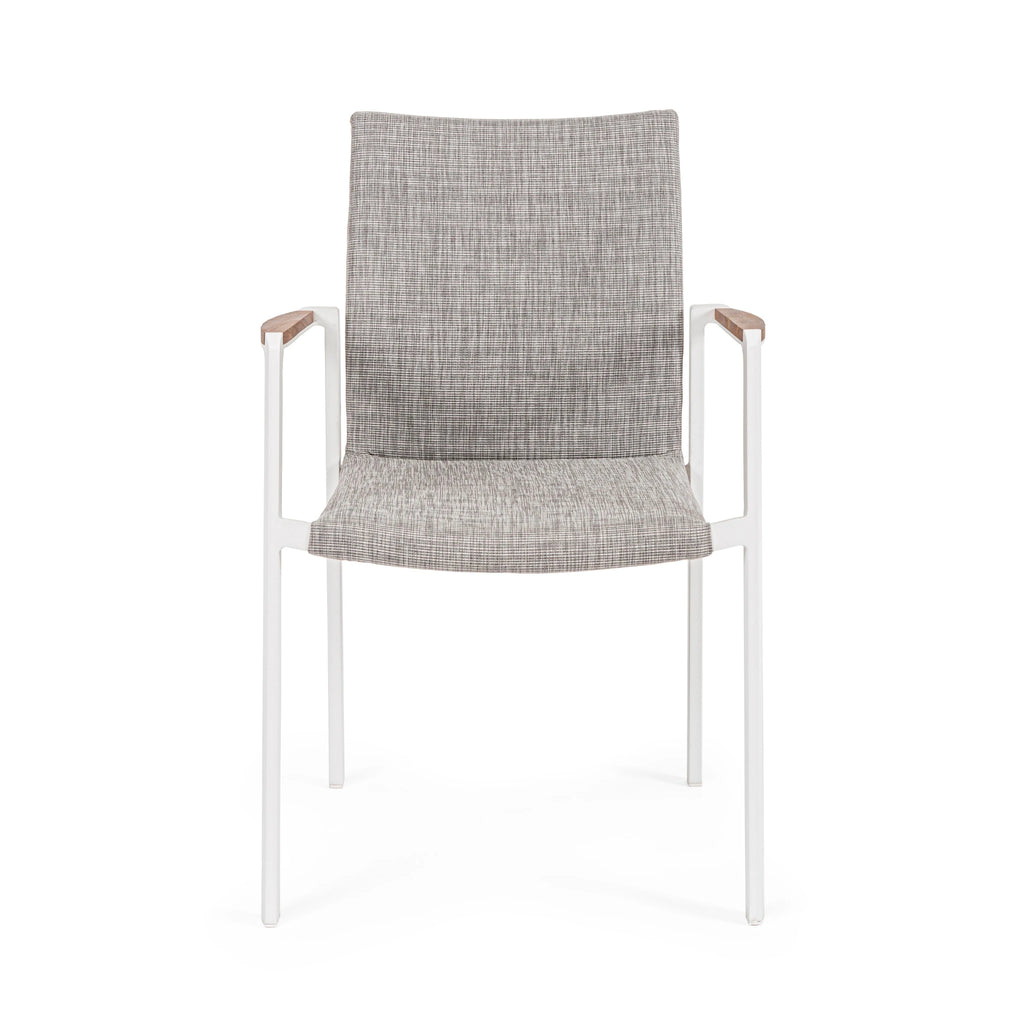 JALISCO Outdoor Dining Chair in White/Grey - Bizzotto | Milola