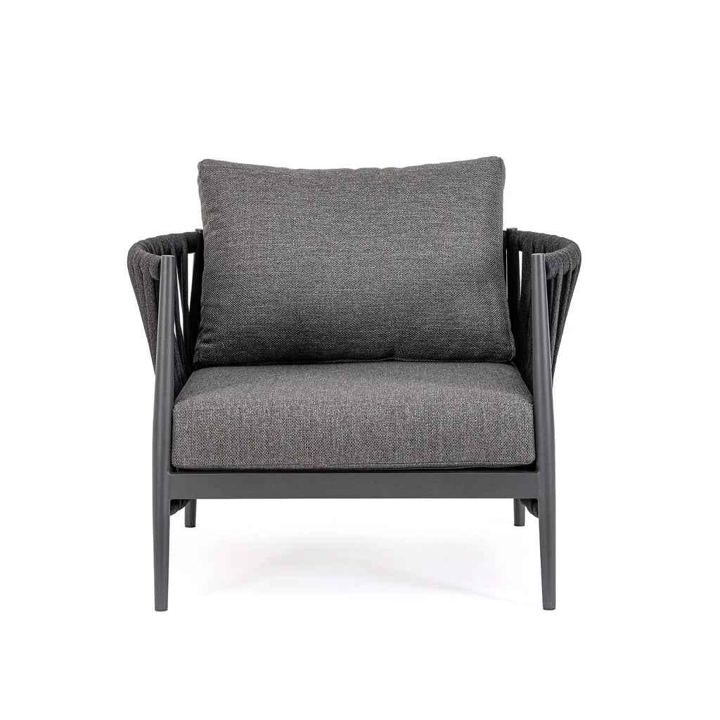 JACINTA Outdoor Lounge Chairs in Charcoal - Bizzotto | Milola