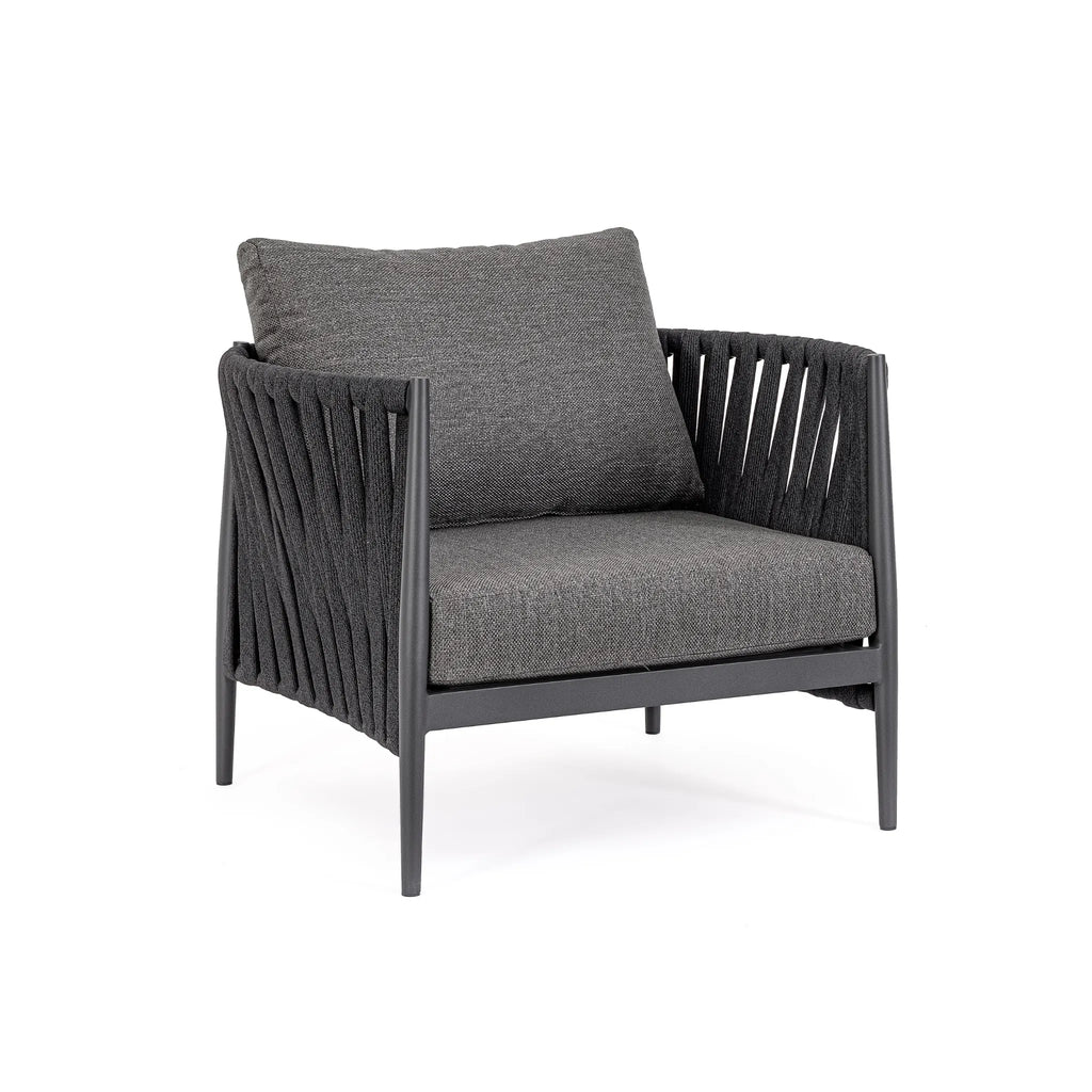 JACINTA Outdoor Lounge Chairs in Charcoal - Bizzotto | Milola