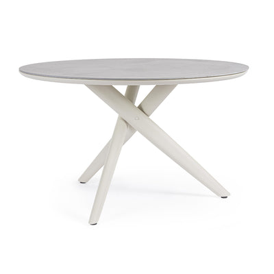 JULIAN Round Sintered Stone Outdoor Dining Table (120cm) in Pelican- Bizzotto | Milola