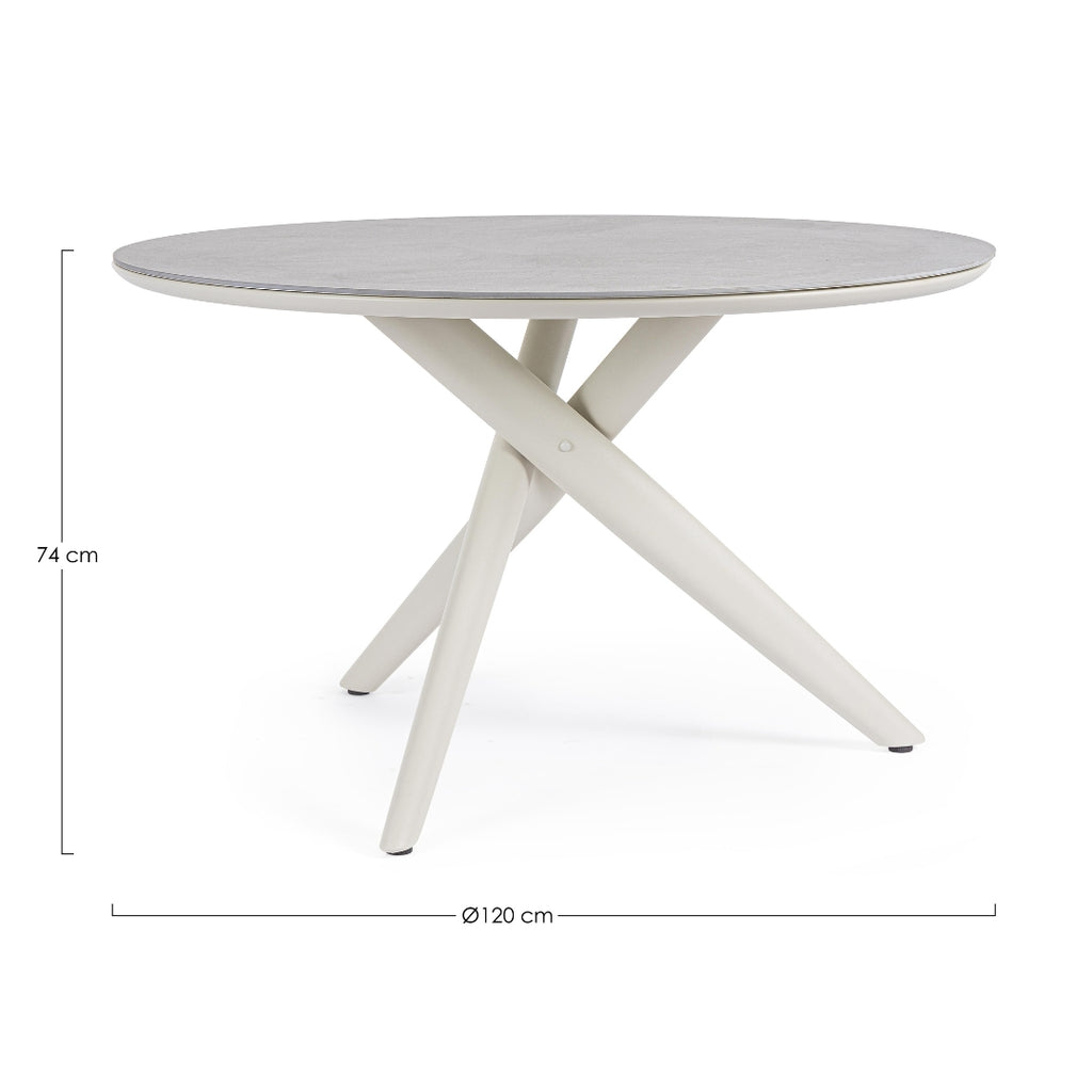 JULIAN Round Sintered Stone Outdoor Dining Table (120cm) Dimensions - Bizzotto | Milola