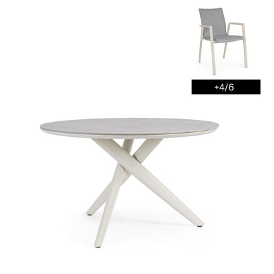 JULIAN Round Sintered Stone Outdoor Dining Table (120cm) in Pelican - Bizzotto | Milola