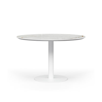 LEIF Round Ceramic/Marble Dining Table - White with Himalayan Marble Top - Milola