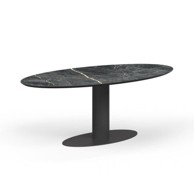 MERI Oval Ceramic/Marble Dining Table - Black with Top Laurent - Milola