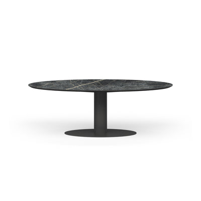 MERI Oval Ceramic/Marble Dining Table - Black with Top Laurent - Milola