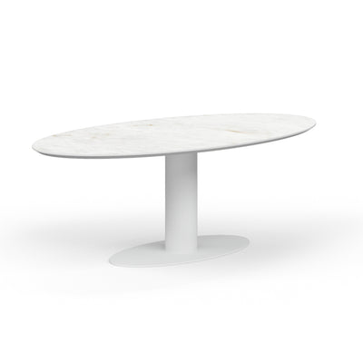 MERI Oval Ceramic/Marble Dining Table in White - Milola