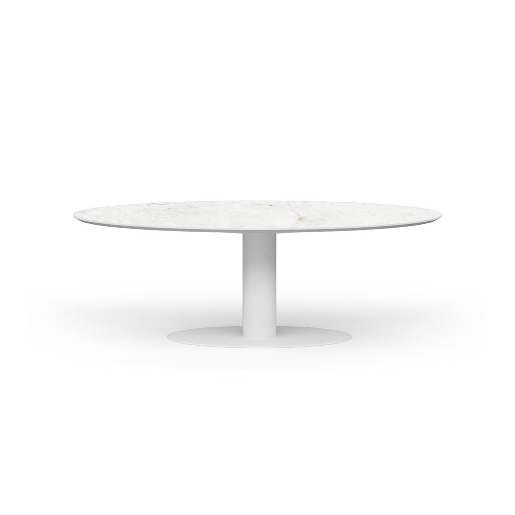 MERI Oval Ceramic/Marble Dining Table in White - Milola