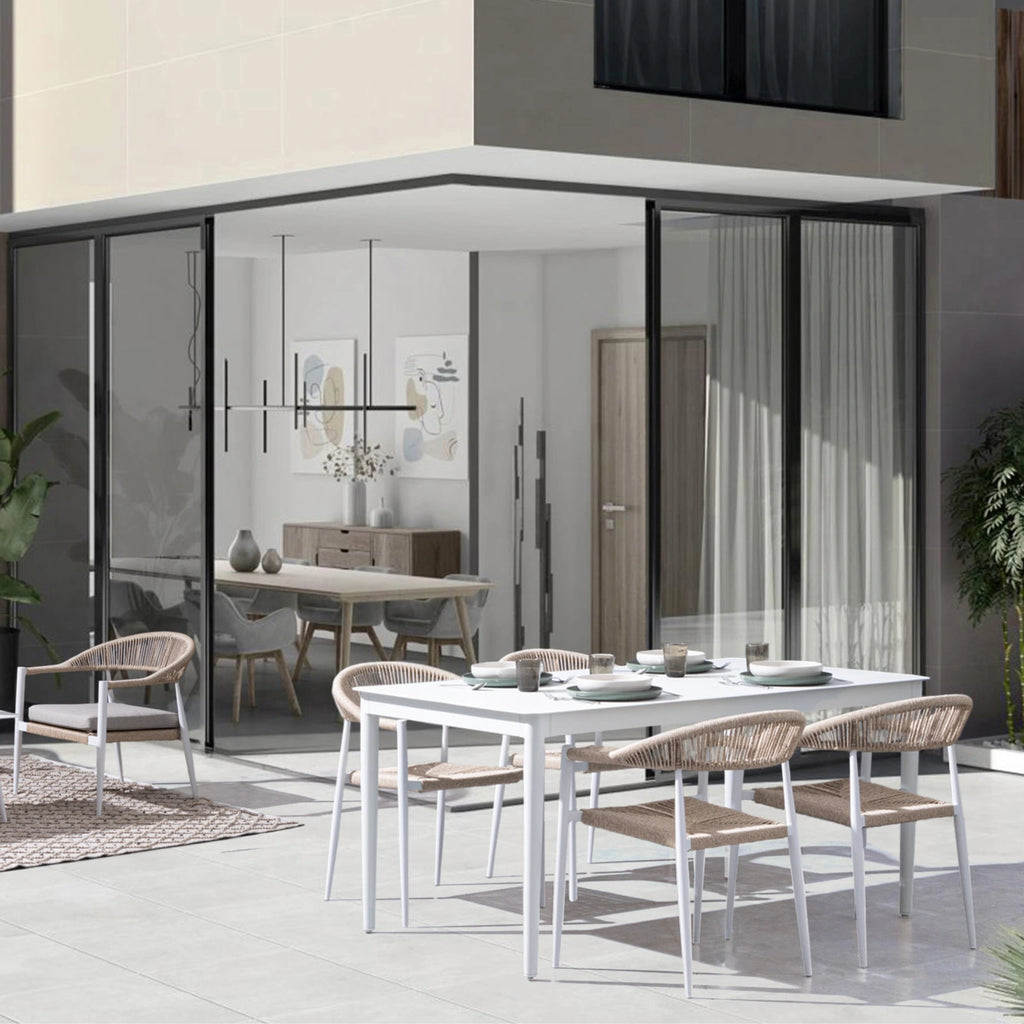 NEBULA Outdoor Dining Table Set in White Aluminium - Bizzotto | Milola