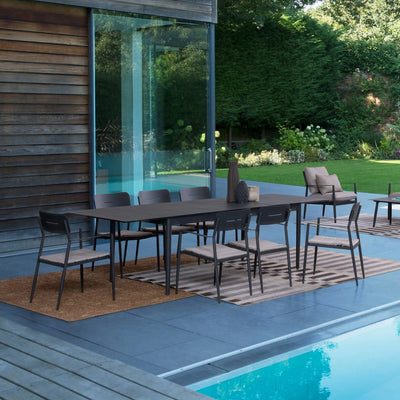 NEBULA Extendable Outdoor Table Set in Anthracite Aluminium - Bizzotto | Milola