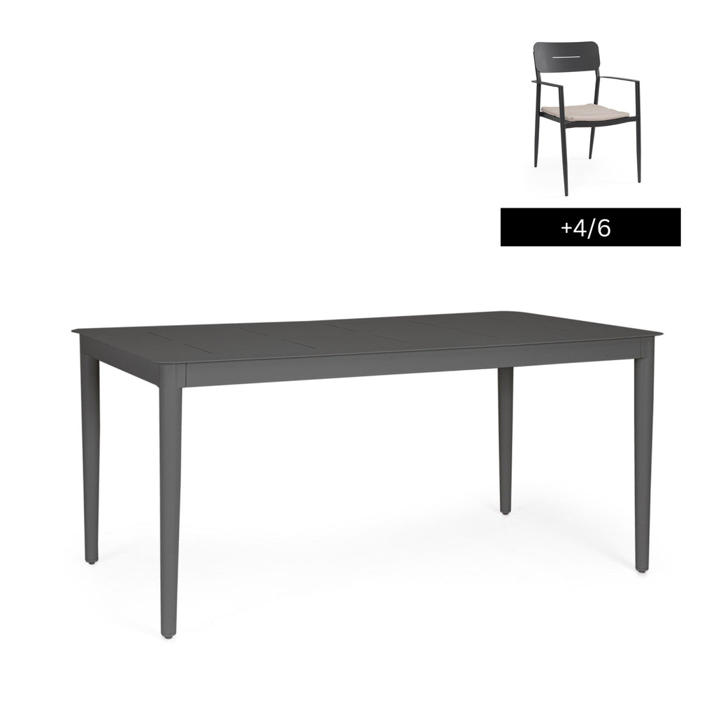 NEBULA Outdoor Dining Table Set in Anthracite Aluminium - Bizzotto | Milola