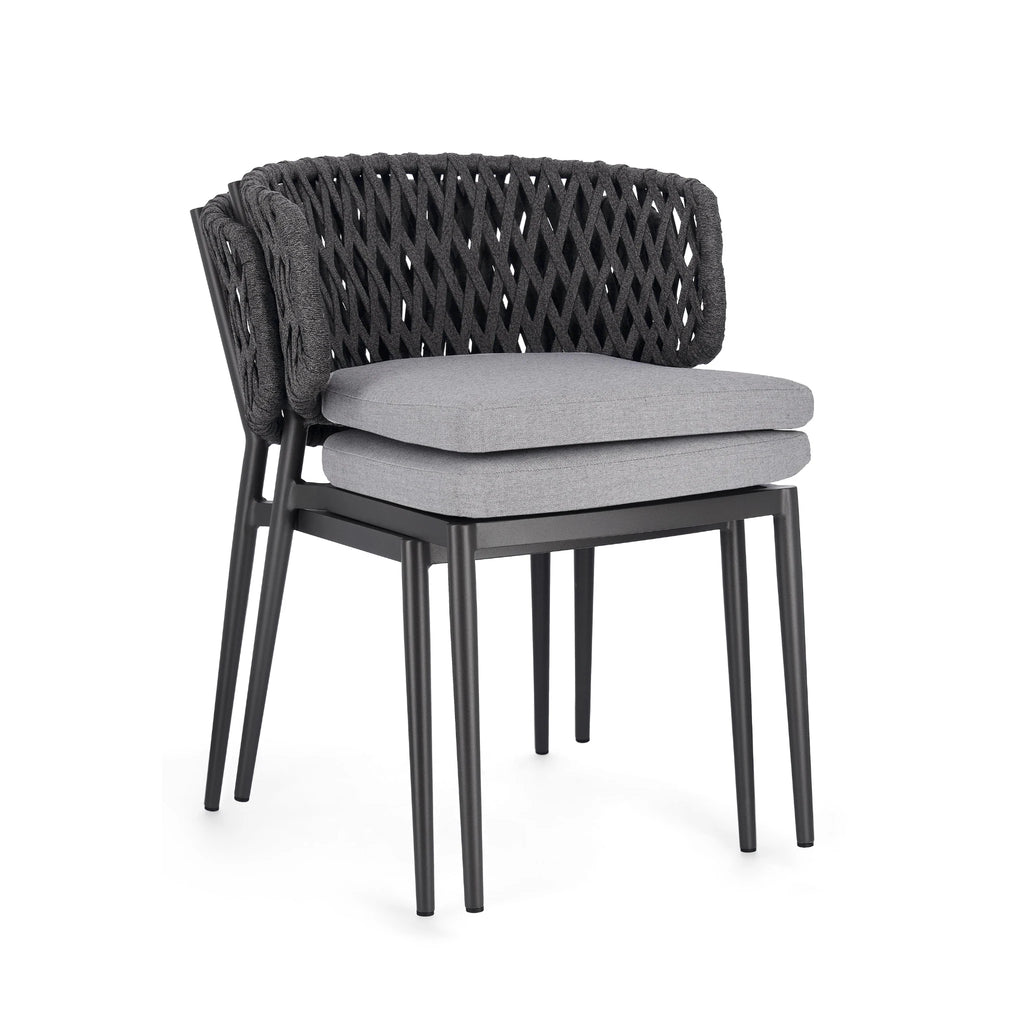 NOELIA Outdoor Dining Chair in Charcoal - Bizzotto | Milola