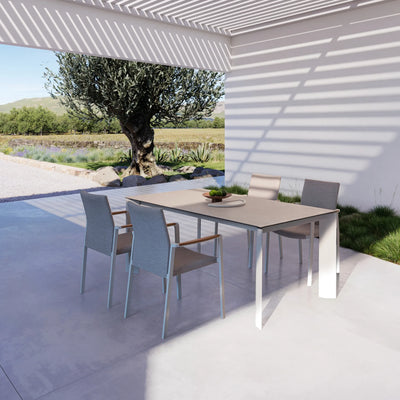 OTAVIO Ceramic Outdoor Dining Table in White Aluminium - Bizzotto | Milola