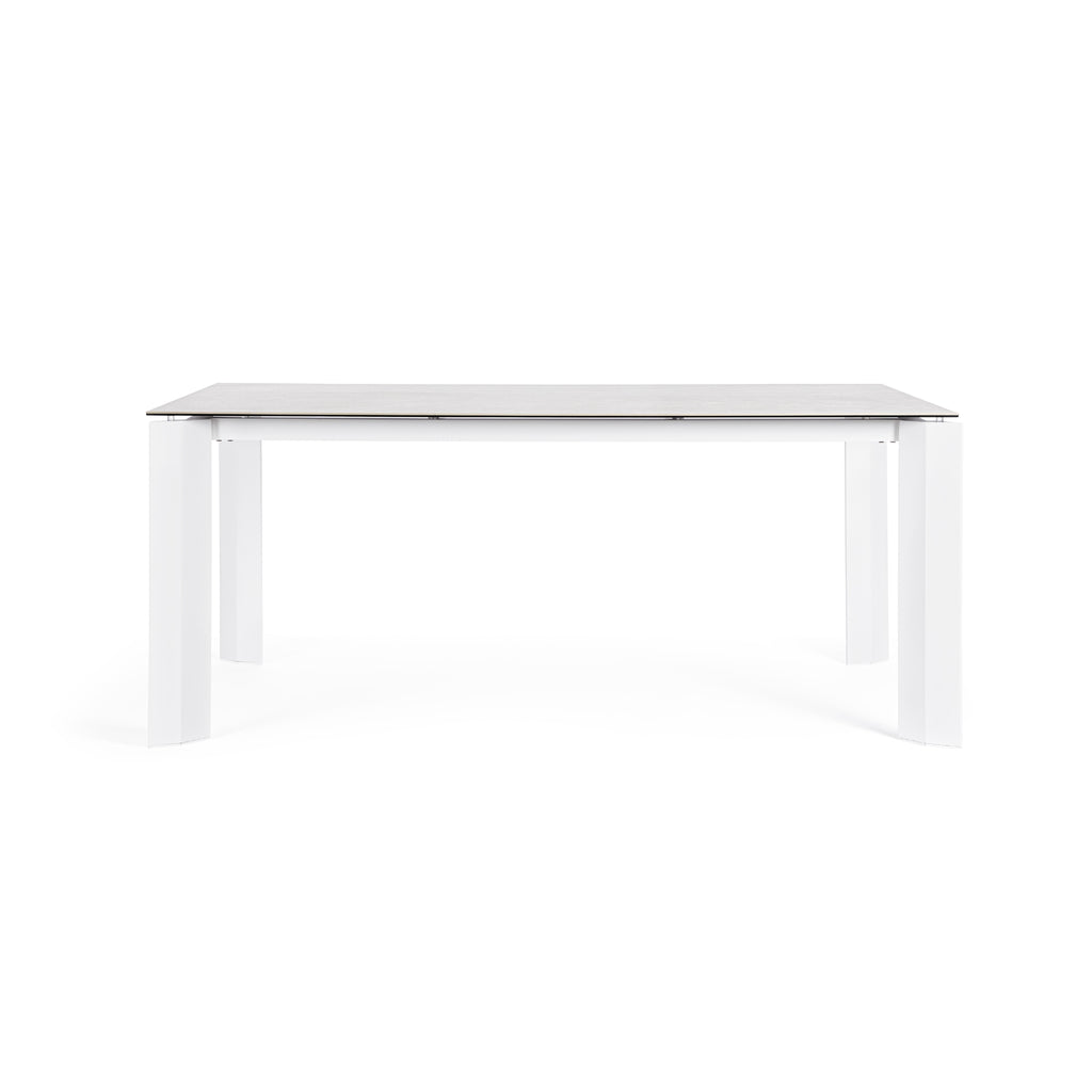 OTAVIO Ceramic Outdoor Dining Table in White Aluminium - Bizzotto | Milola