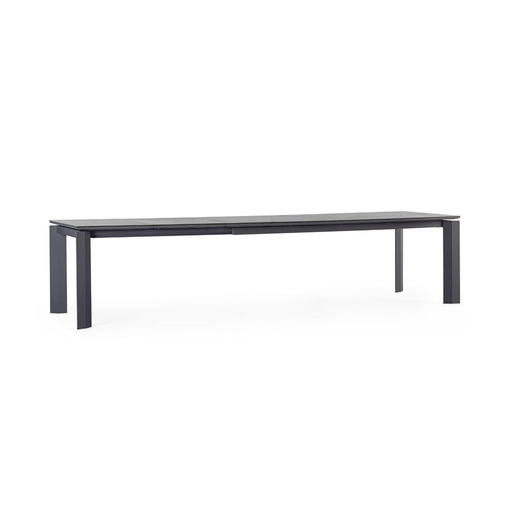 OTAVIO Ceramic Outdoor Extendable Dining Table in Anthracite Aluminium - Bizzotto | Milola