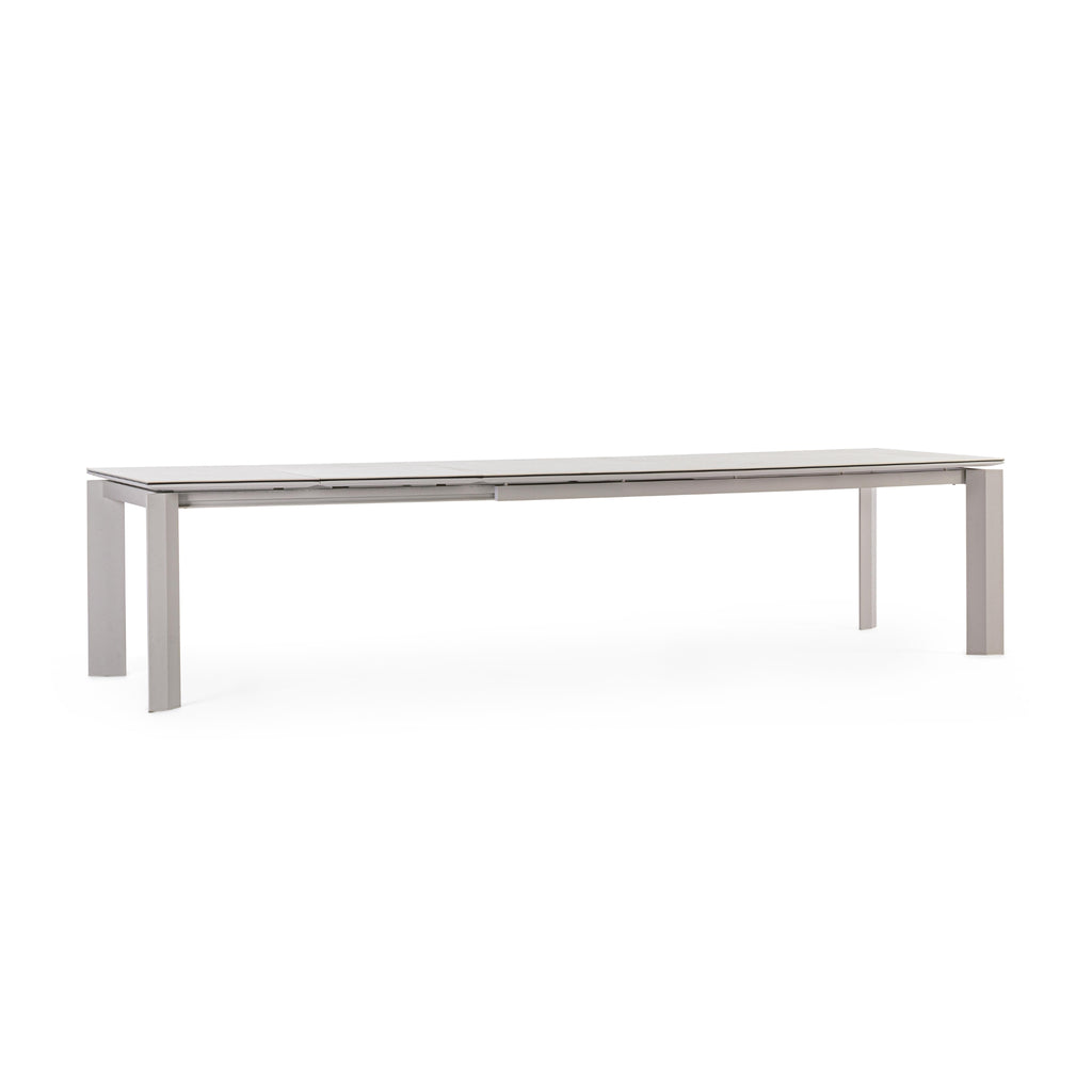 OTAVIO Ceramic Outdoor Extendable Dining Table in Moon Aluminium - Bizzotto | Milola