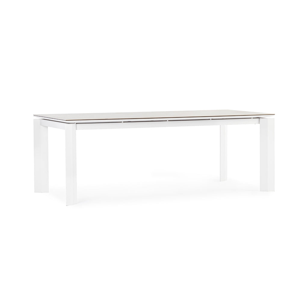 OTAVIO Ceramic Outdoor Extendable Dining Table in White Aluminium - Bizzotto | Milola