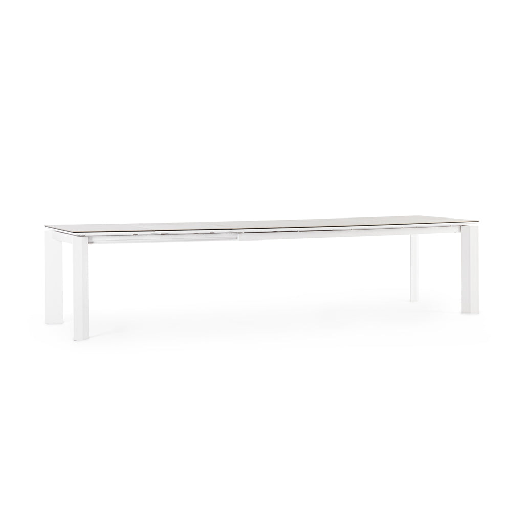 OTAVIO Ceramic Outdoor Extendable Dining Table in White Aluminium - Bizzotto | Milola