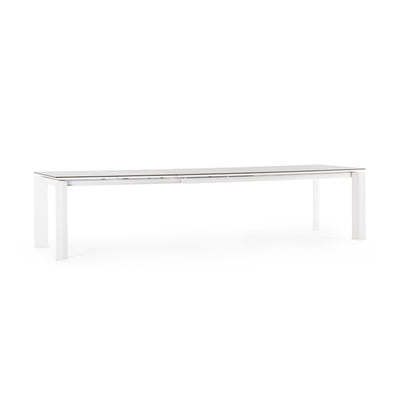 OTAVIO Ceramic Outdoor Extendable Dining Table in White Aluminium - Bizzotto | Milola