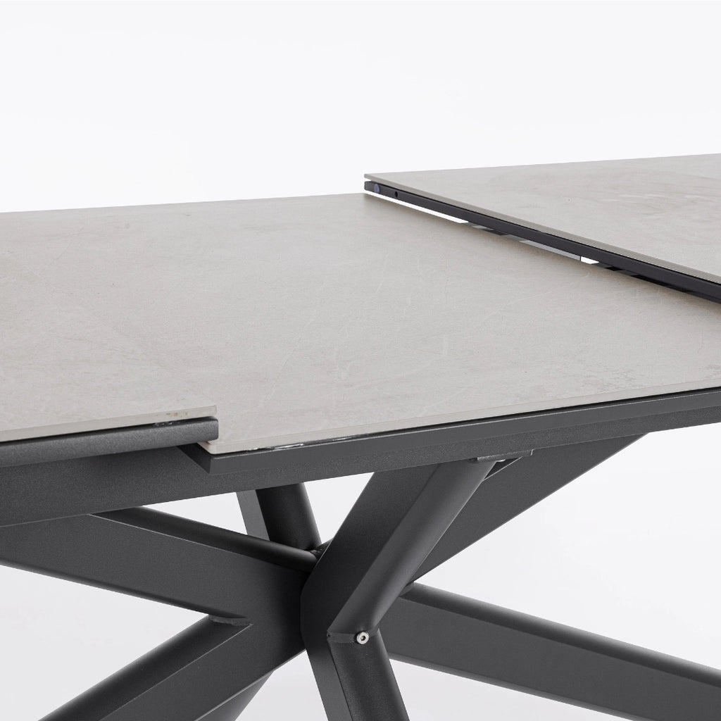 PASCAL Sintered Stone Outdoor Extendable Dining Table in Anthracite Aluminium - Bizzotto | Milola